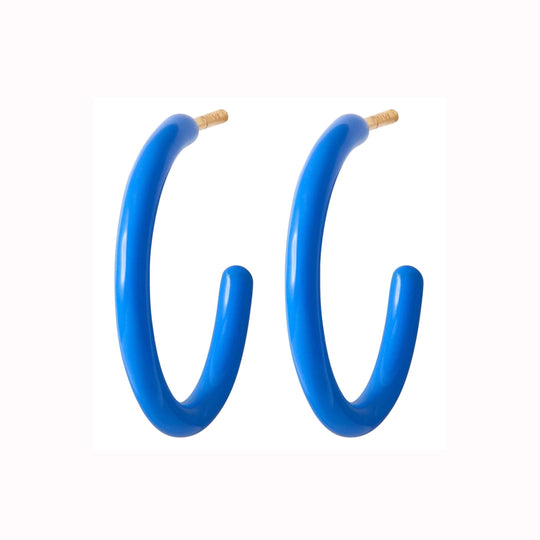 Blue  pair of bright and colourful hoop earrings from Lulu Copenhagen