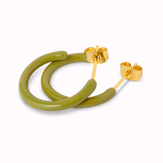 Green pair of bright and colourful hoop earrings from Lulu Copenhagen