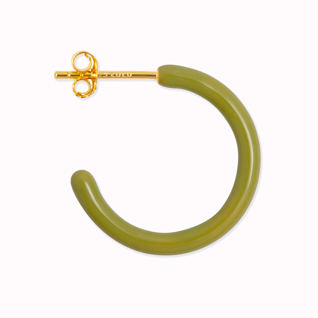 Green Detail pair of bright and colourful hoop earrings from Lulu Copenhagen