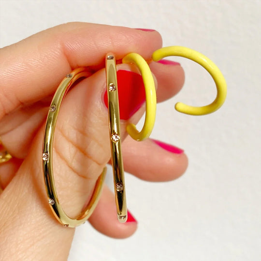 Yellow Lifestyle - pair of bright and colourful hoop earrings from Lulu Copenhagen