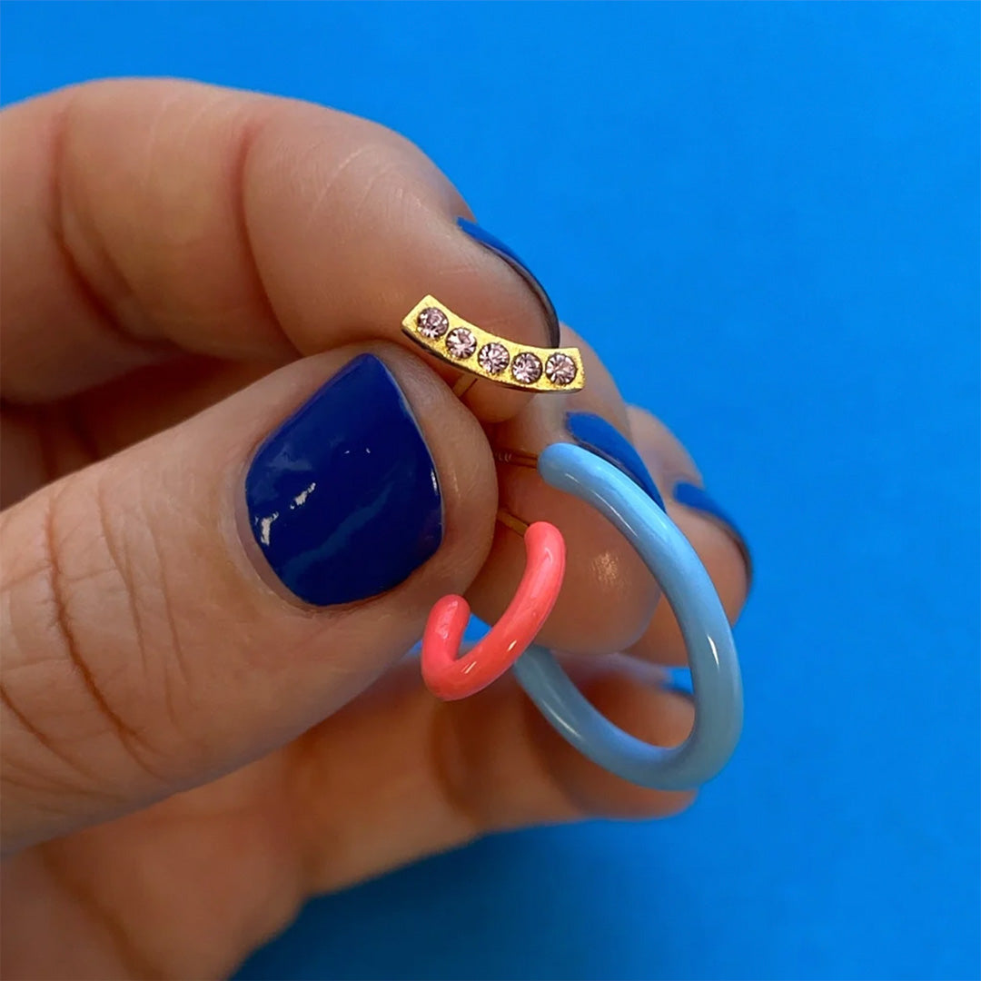 Colour Hoop | Single Hoop Earring | 18ct Gold Plate | Various Colours