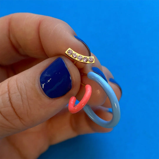 Colour Hoop | Single Hoop Earring | 18ct Gold Plate | Various Colours