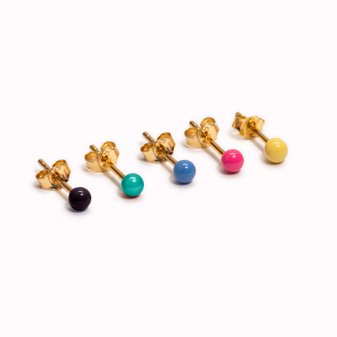 Colour Ball | Single Stud Earring | 18ct Gold Plate | 5 Colours