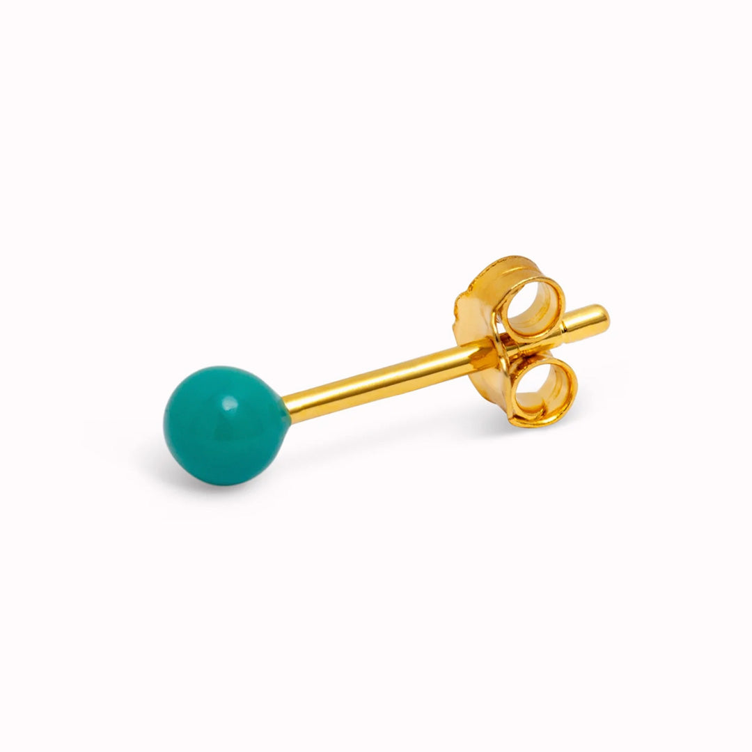 Colour Ball | Single Stud Earring | 18ct Gold Plate | 5 Colours