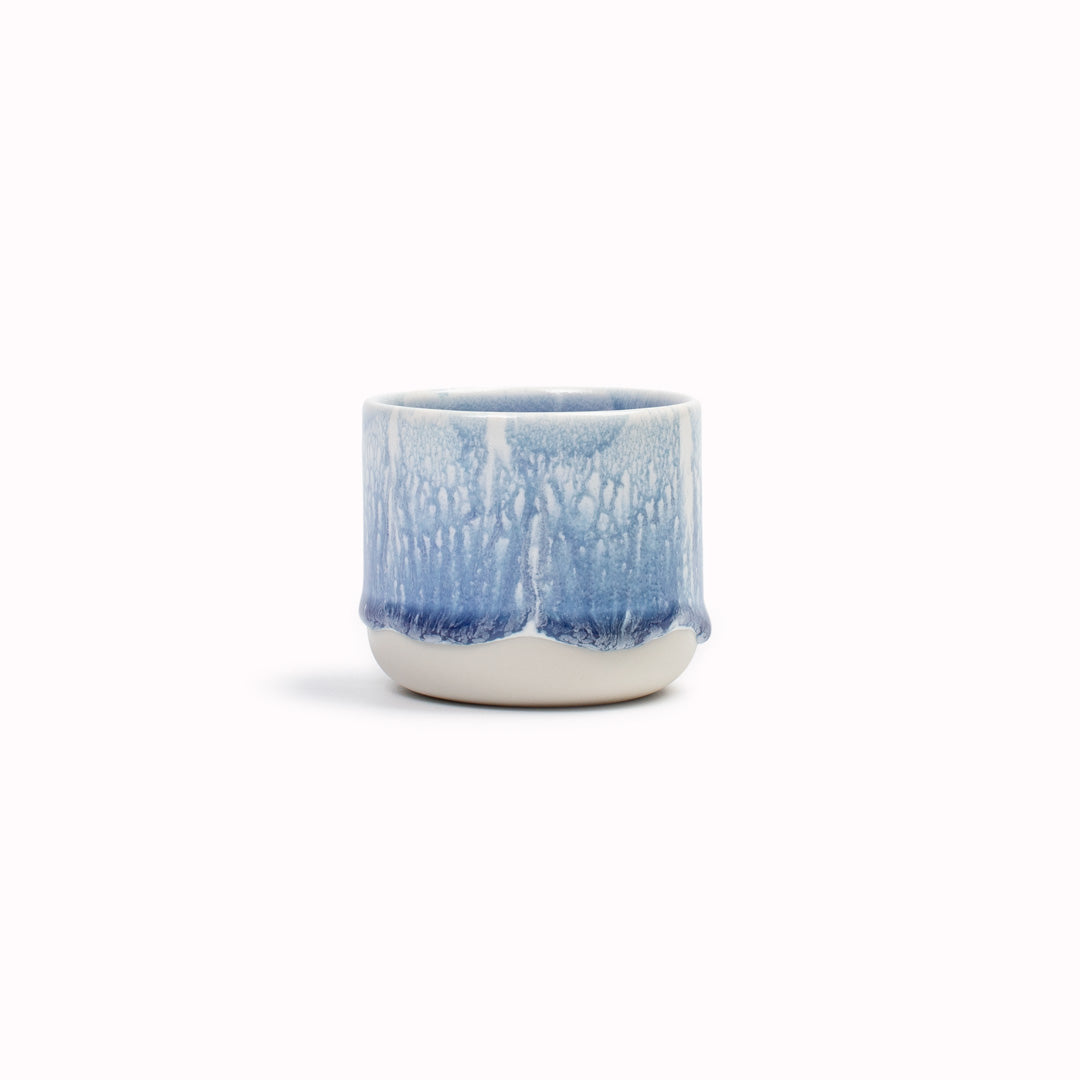 Each cup is slip-cast from porcelain in Studio Arhoj’s Copenhagen workshop. Porcelain gives the piece a lighter feel and a finer edge than heavier clay bodies