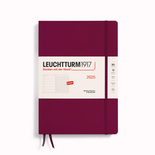 The Composition Weekly Planner + Notebook 2025 is Leuchtturm1917's combined Planner and Notebook, from January 2025 to December 2025. It comes in a choice of colours.