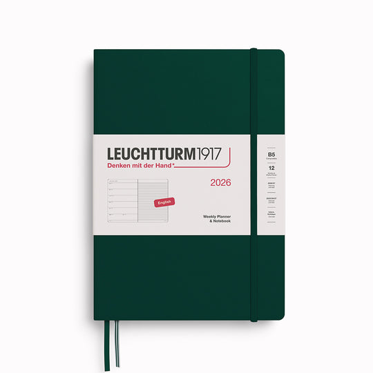 The Composition Weekly Planner + Notebook 2026 is Leuchtturm1917's combined Planner and Notebook, from January 2026 to December 2026. It comes in a choice of colours.