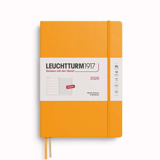The Composition Weekly Planner + Notebook 2026 is Leuchtturm1917's combined Planner and Notebook, from January 2026 to December 2026. It comes in a choice of colours.
