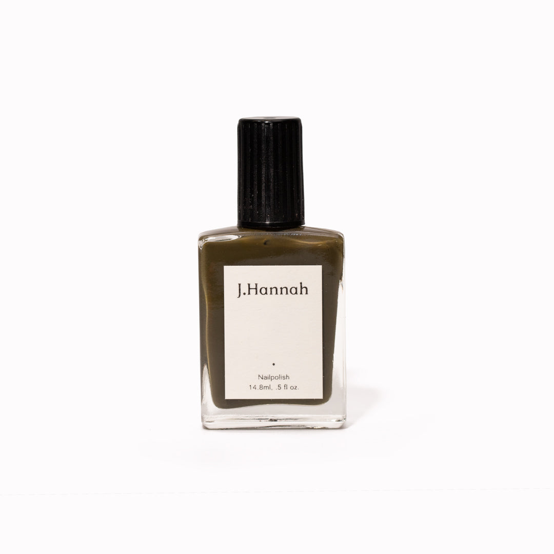 Compost nail polish by J.Hannah is an organic sludgy green, drawing influence from the idea of 'jolie laide' - literally 'pretty' and 'ugly'. Beauty is found outside of the conventional notion of attractiveness.