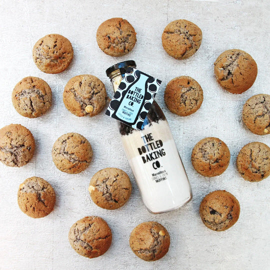Marvellous Muffin Mix from The Bottled Baking Co - on table with cookies