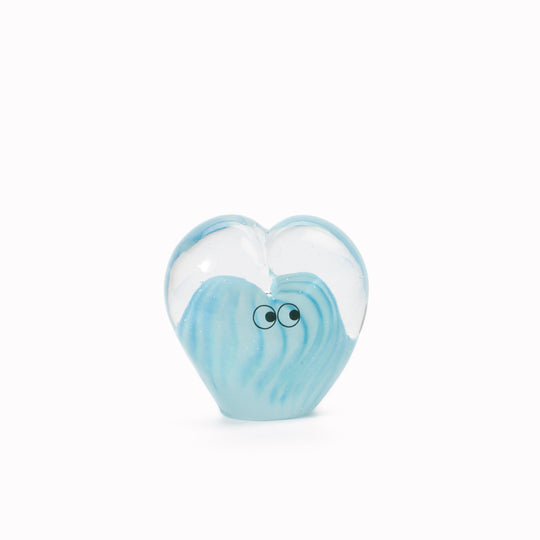 Heart Crystal Blob is formed by dipping and/or rolling molten (hot!) clear glass into smaller chunks of brightly coloured glass droplets
