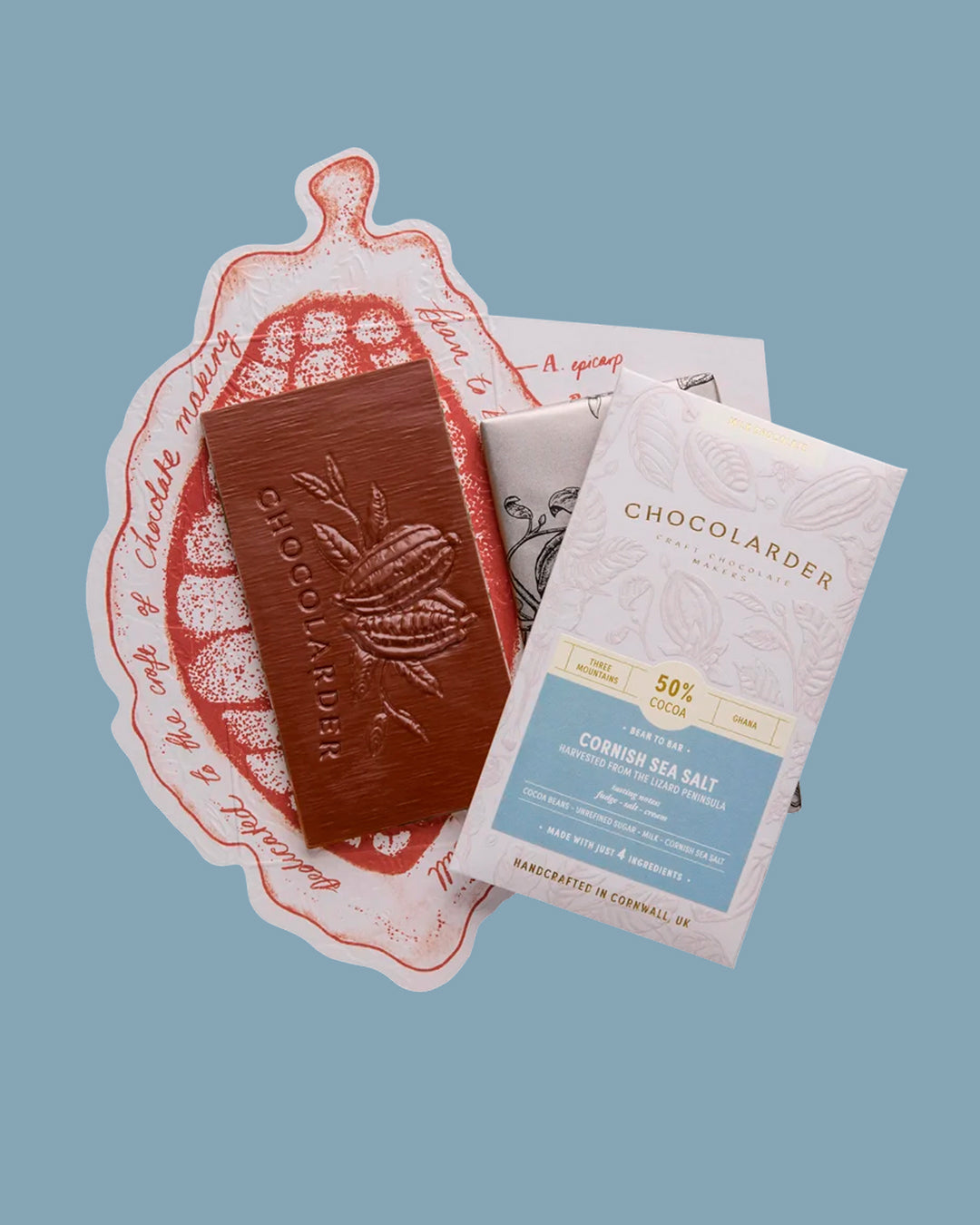 This is a small-batch, bean-to-bar milk chocolate made in Cornwall, combining Ghanaian cocoa with locally harvested sea salt.