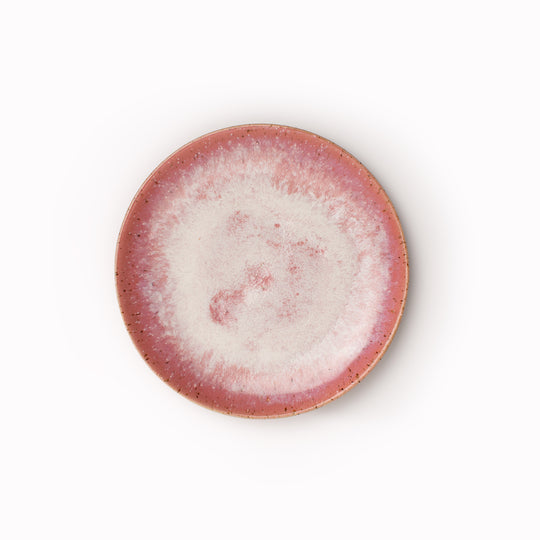 The Cream Cerise Moon Plate from Studio Arhoj is hand thrown and hand glazed in Copenhagen and is a stylised Nordic / Japanese mash up forming part of Arhoj's Edo Series. The Moon Plates are celebrated for their thick, textured, earthy and colourful glazes.