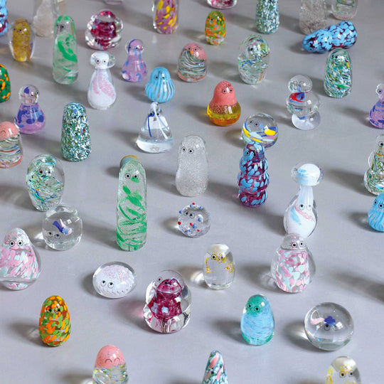 Newest additions to the Studio Arhoj family of colourful characters - a personality laden decorative glass 'Crystal Blob' figurine from Studio Arhoj! Think of these as cousins to Anders Arhoj's ceramic creations.