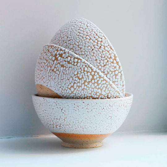 Danish Designers Studio Arhoj are renowned for their unique and colourful ceramics and the Curdle Spring Bowl with textured white glaze is no exception - collection