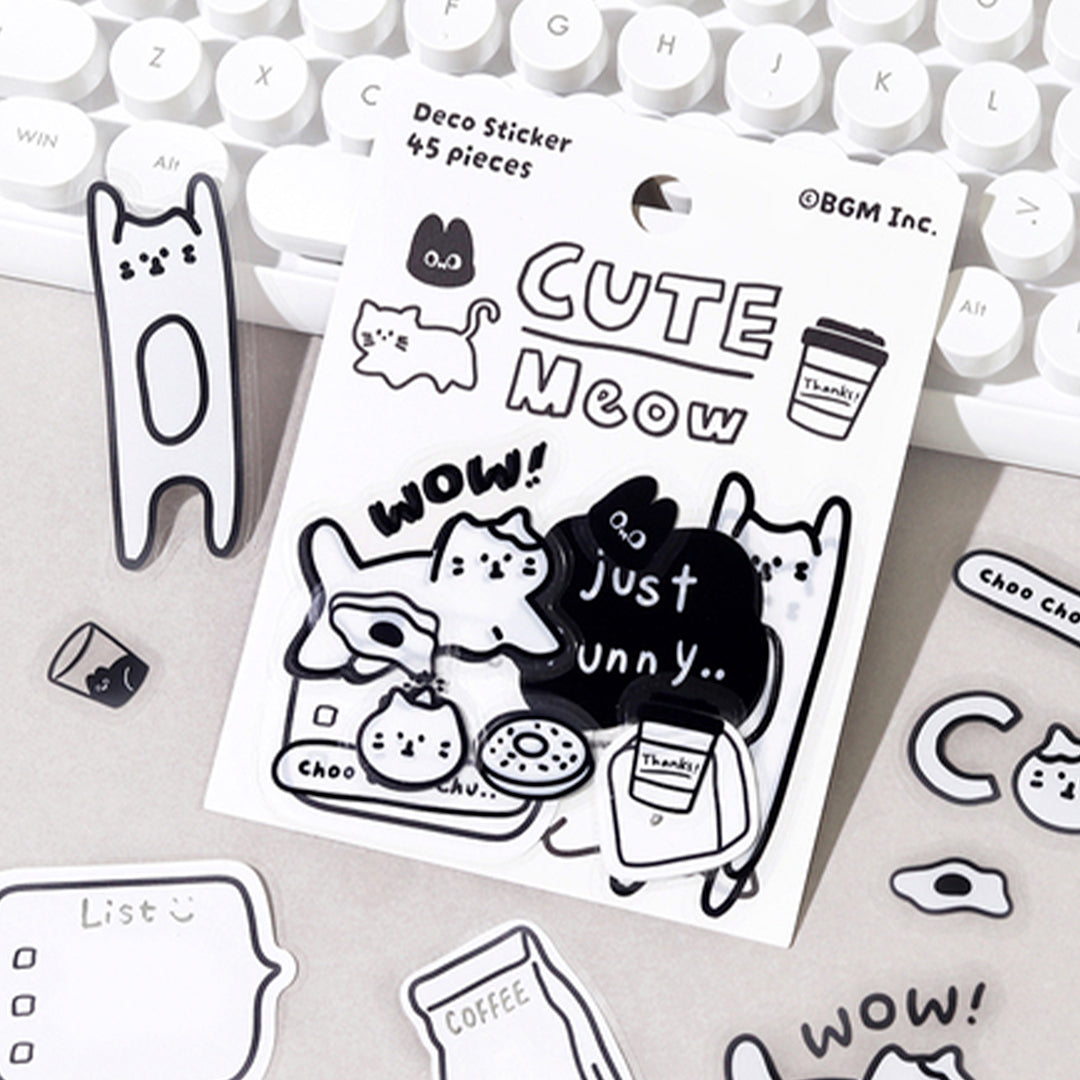 From Japanese stationery BGM Inc, the Cat themed die cut decorative stickers add a little character to everyday planning. The pack contains 45 feline themed stickers for journalling, scrapbooking etc. Compact, charming and easy to use.