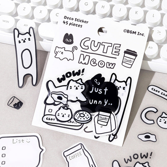 From Japanese stationery BGM Inc, the Cat themed die cut decorative stickers add a little character to everyday planning. The pack contains 45 feline themed stickers for journalling, scrapbooking etc. Compact, charming and easy to use.