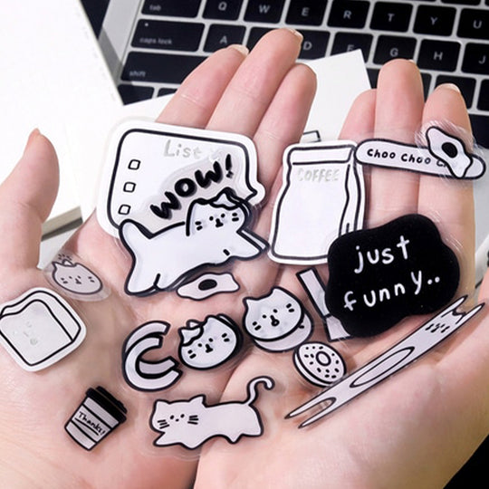 From Japanese stationery BGM Inc, the Cat themed die cut decorative stickers add a little character to everyday planning. The pack contains 45 feline themed stickers for journalling, scrapbooking etc. Compact, charming and easy to use.