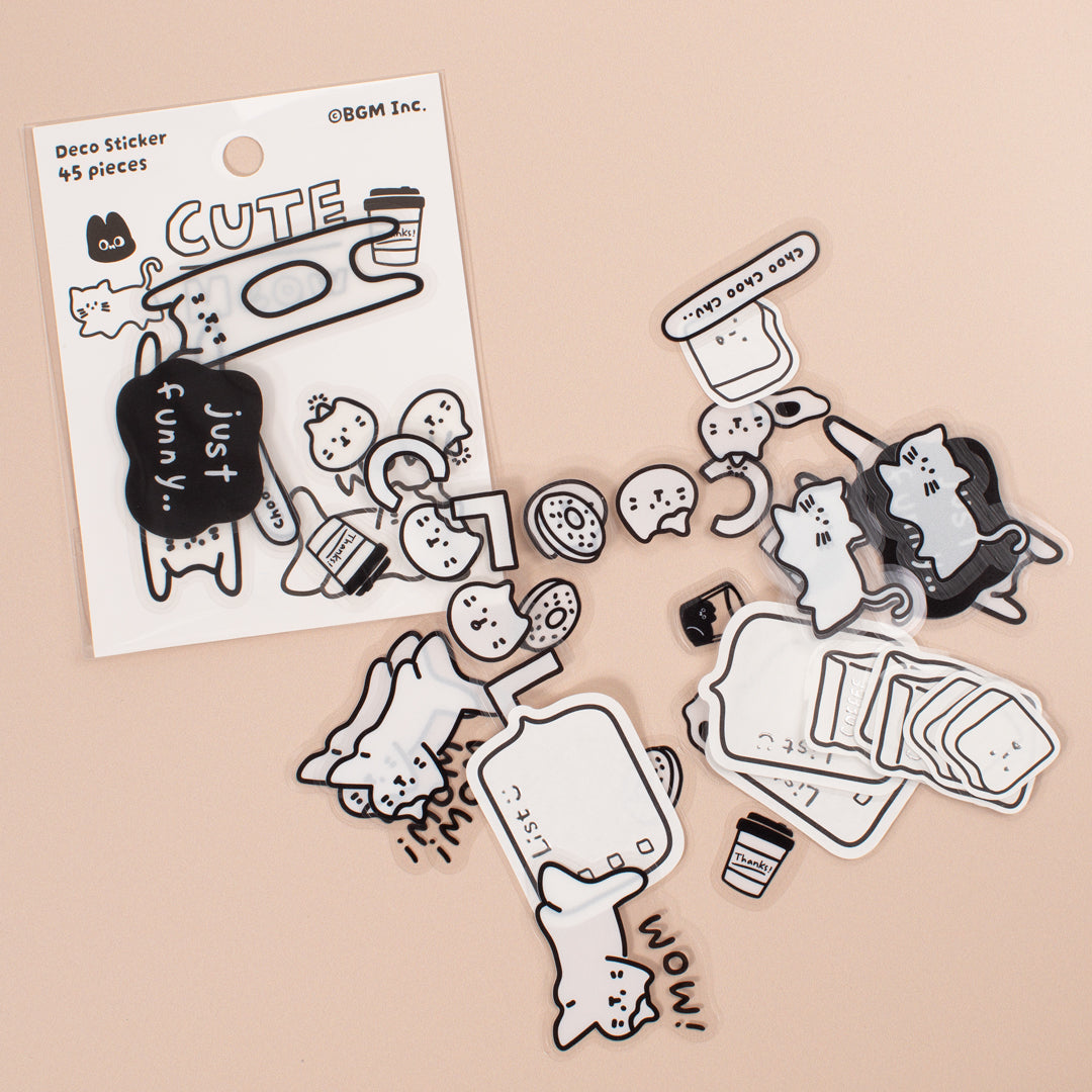 From Japanese stationery BGM Inc, the Cat themed die cut decorative stickers add a little character to everyday planning. The pack contains 45 feline themed stickers for journalling, scrapbooking etc. Compact, charming and easy to use.