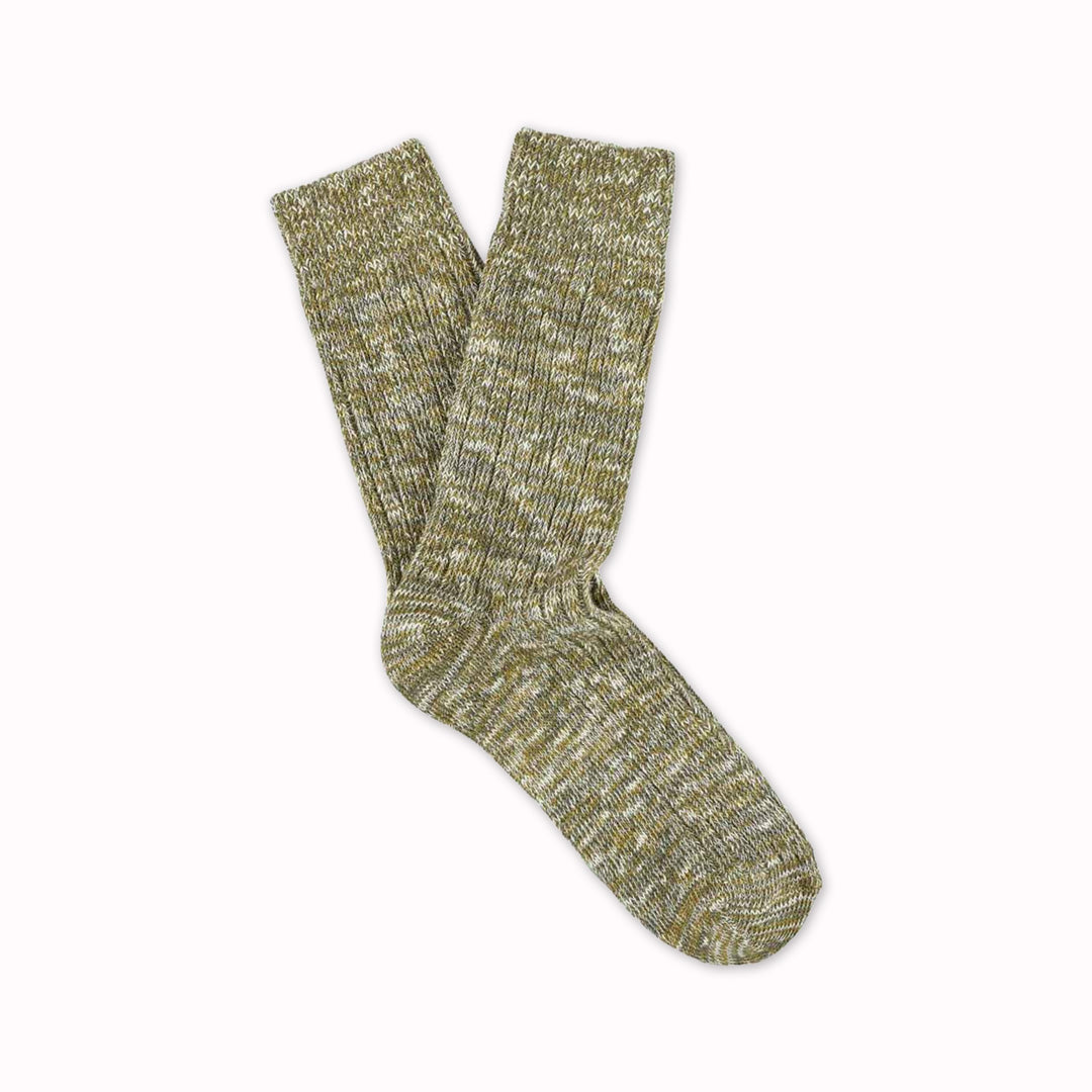 Dark Khaki Melange socks by Belgium based Escuyer. These socks are so comfortable! They are made from combed cotton twisted yarns giving them a soft touch and a vintage look