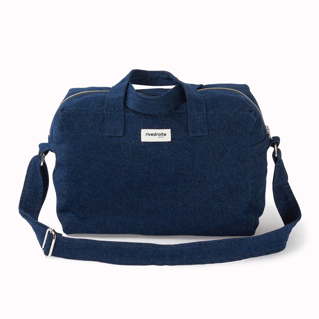 Raw Denim Sauval bag from Parisian brand Rive Droite is a compact everyday messenger bag made from recycled cotton.