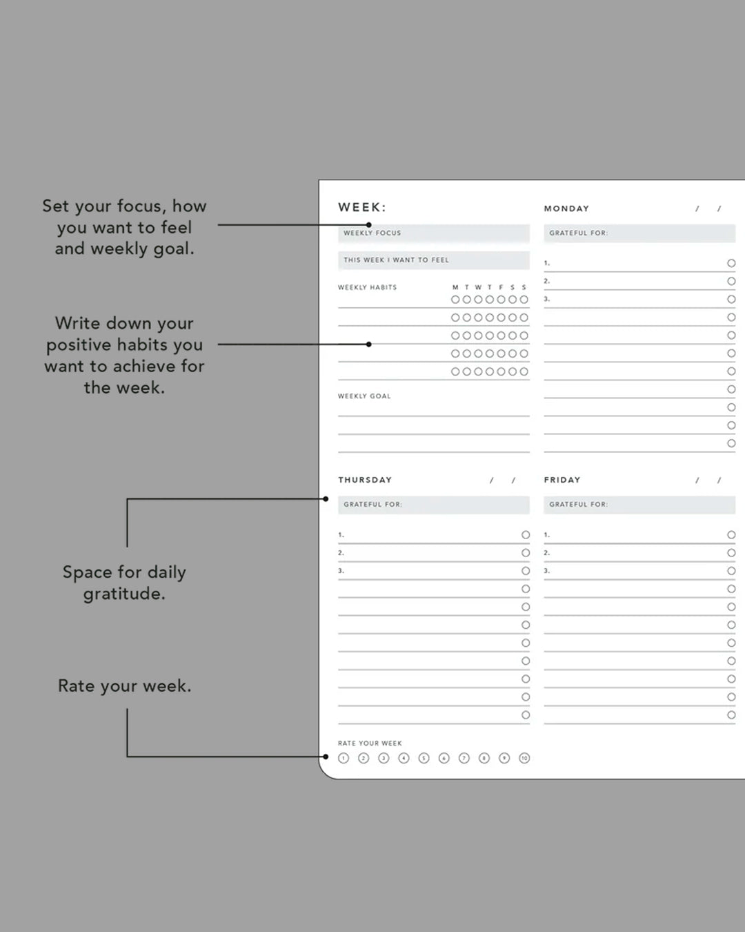 Productivity Desk Planner | Week to View | A4