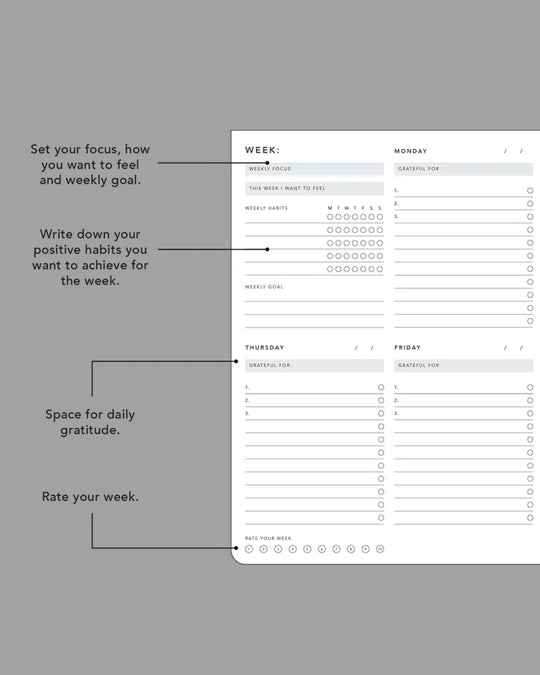 Productivity Desk Planner | Week to View | A4