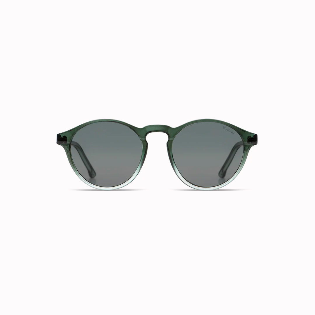 The Devon is one of Komonos' most popular styles. It has rounded shape with a slight cats eye and the Tealscape has a combination of gradient green frame and green lenses.
