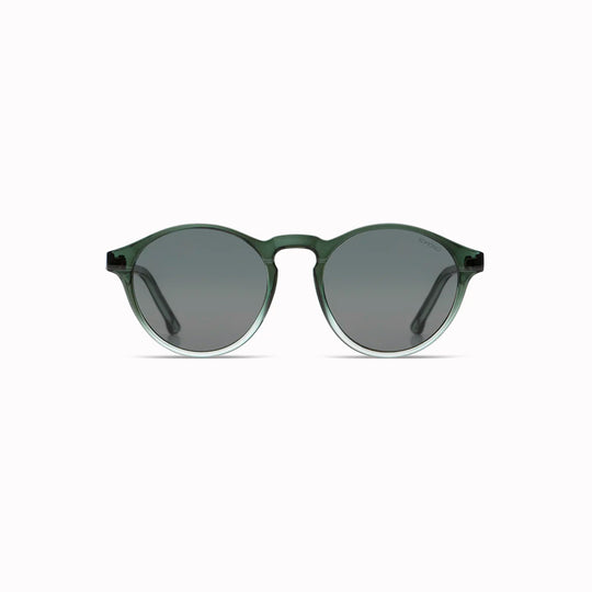 The Devon is one of Komonos' most popular styles. It has rounded shape with a slight cats eye and the Tealscape has a combination of gradient green frame and green lenses.
