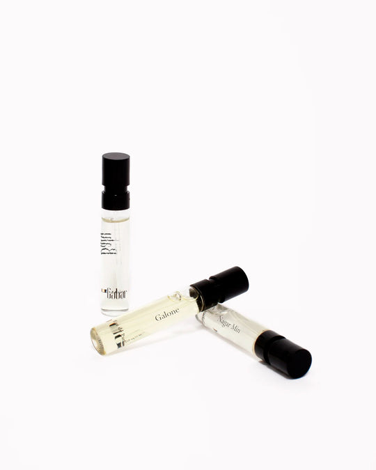 A three-part fragrance set built around Gabar’s Deities series — darker, warmer compositions centred on resin, spice, smoke and edible notes.