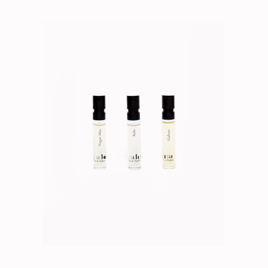 A three-part fragrance set built around Gabar’s Deities series — darker, warmer compositions centred on resin, spice, smoke and edible notes.