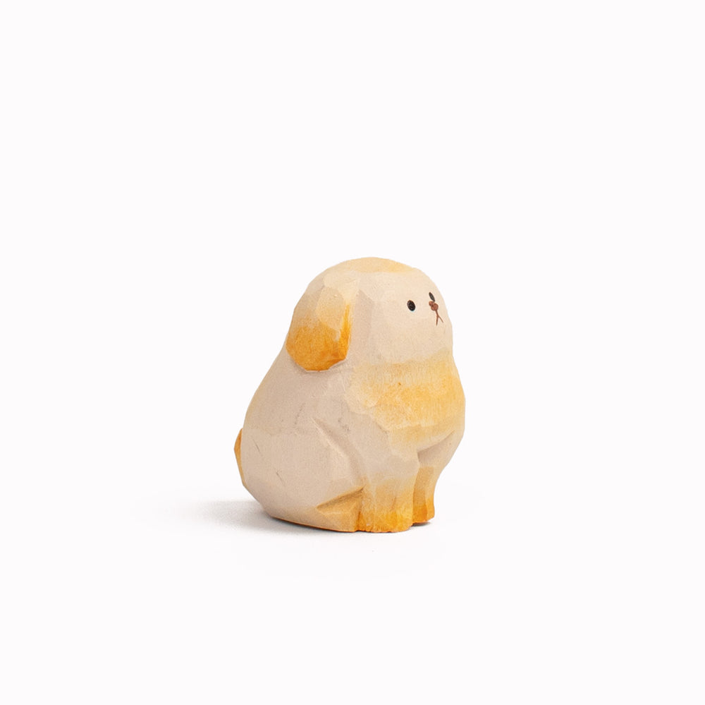 Sitting Dog | Handmade Wooden Animal | White