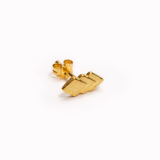Domino 3 | Single Stud Earring | Gold Plated