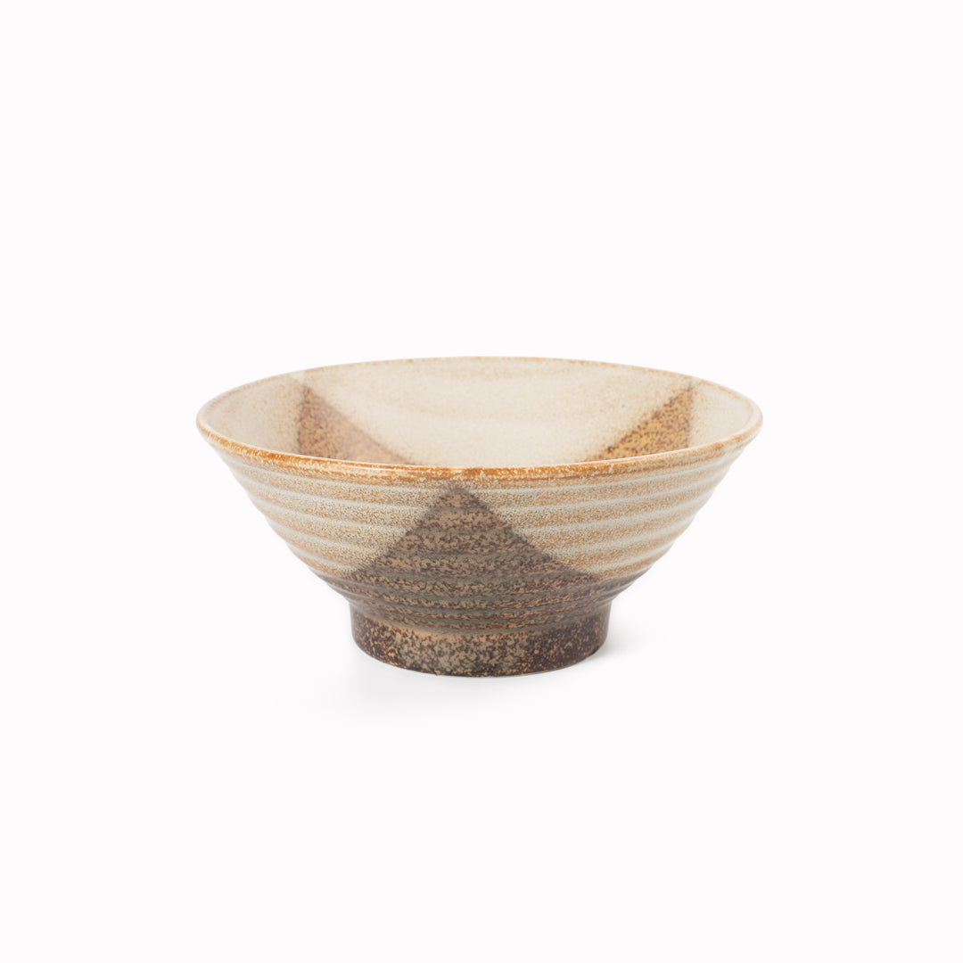 Udon Bowl | Cream And Brown Check | 19cm
