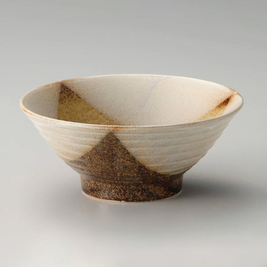 Udon Bowl | Cream And Brown Check | 19cm