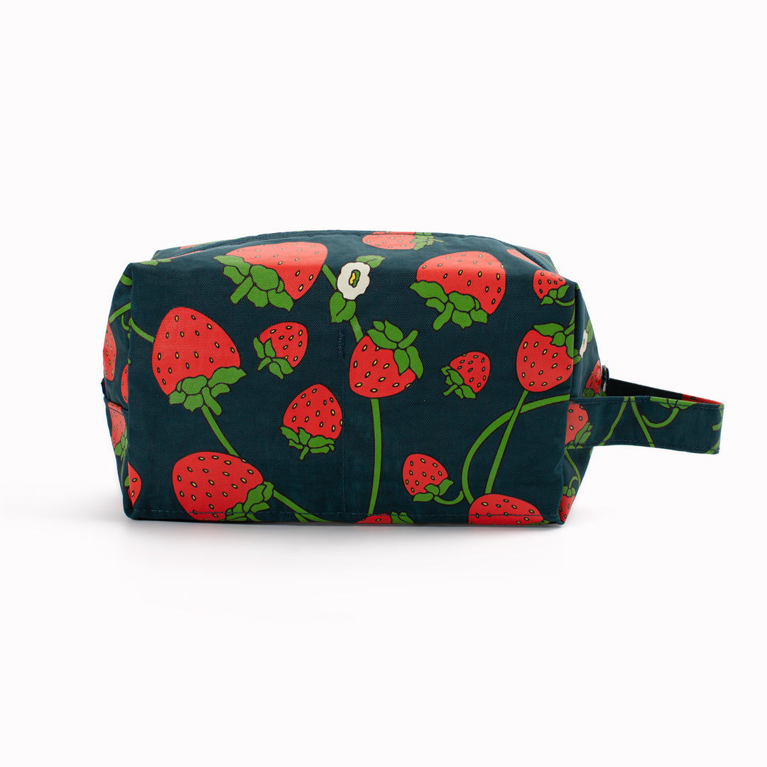 Colourful Strawberry Blossom design Dopp Kit toiletries bag by Baggu for all your travel essentials. Cube shaped pouch with full zip opening for easy access and visibility of your cosmetics and toiletries.&nbsp;