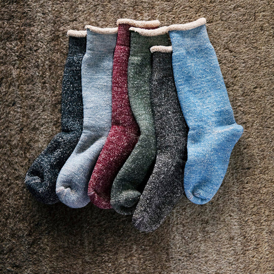 Double Face Crew Socks | Blue Brown