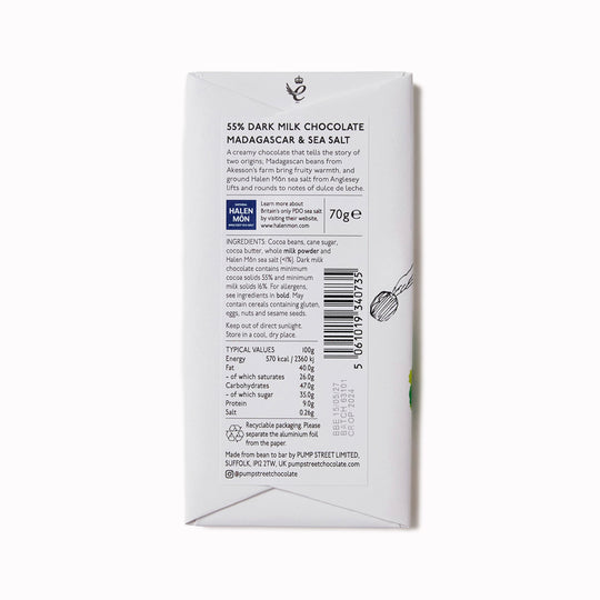 This is the first bar by Pump Street Chocolate to celebrate a double origin - both the beans and the sea salt. 