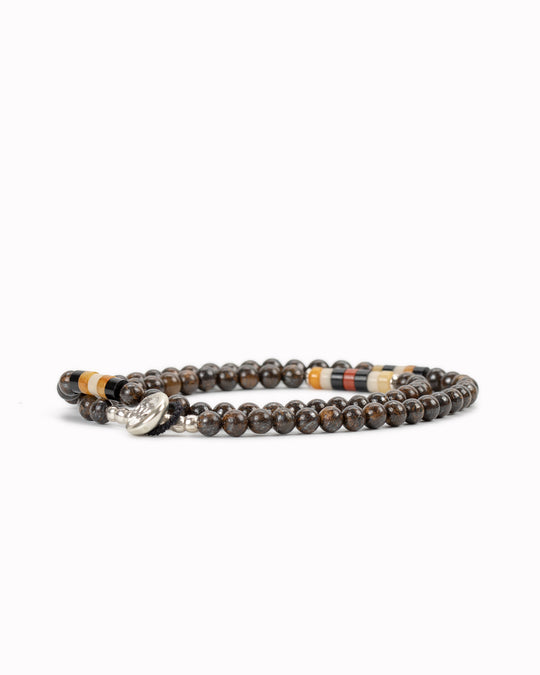 Bracelet | 4mm Stone Double Wrap | Bronzite