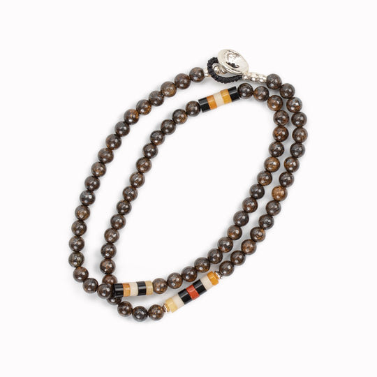 Bracelet | 4mm Stone Double Wrap | Bronzite