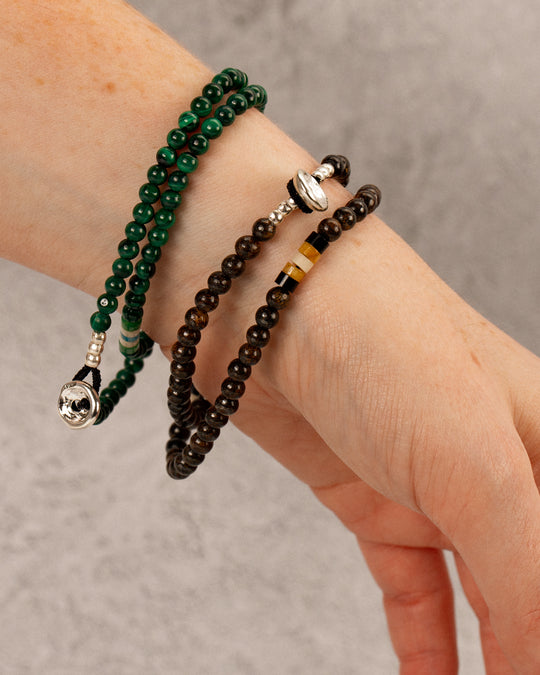 Bracelet | 4mm Stone Double Wrap | Malachite