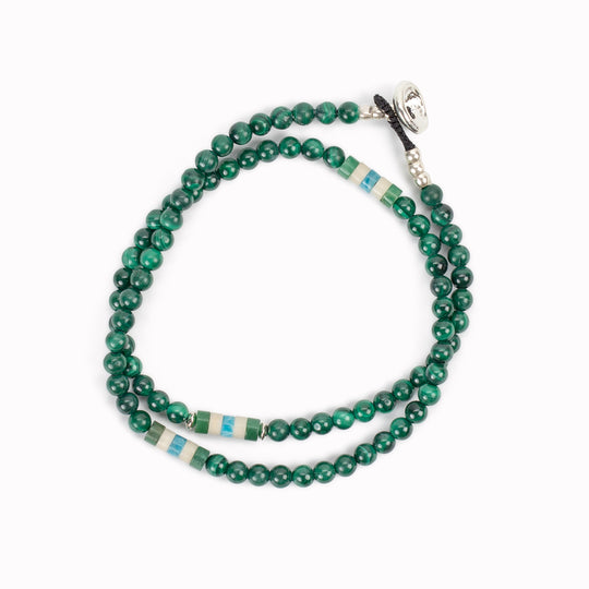 Bracelet | 4mm Stone Double Wrap | Malachite