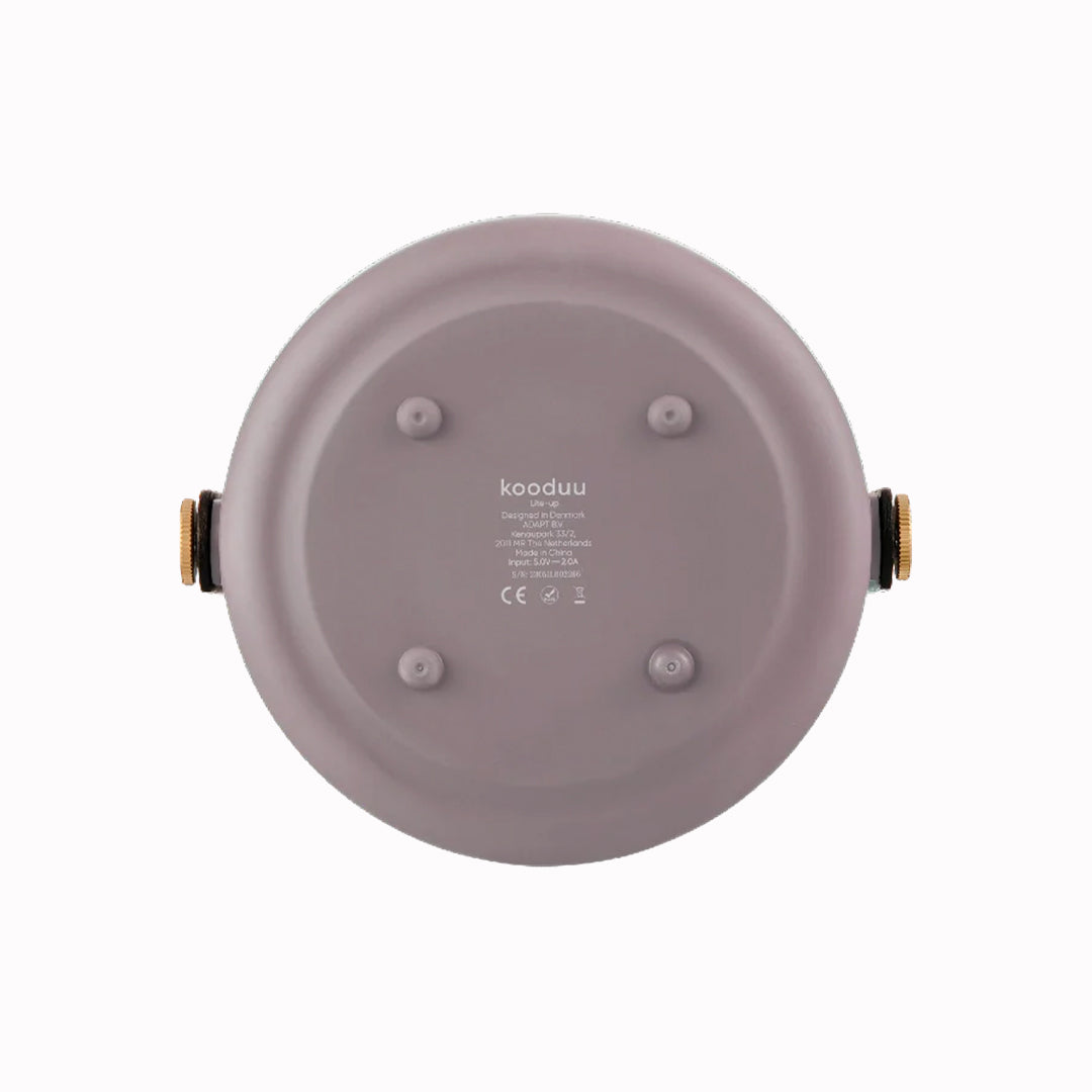 Bottom View - The Lite-Up in Earth from Kooduu is a battery operated portable light with a pleasing wooden carry handle and Scandinavian interior feel.