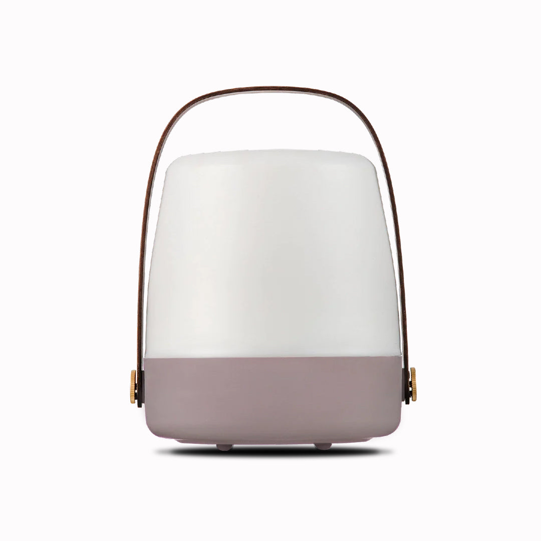 Front View - The Lite-Up in Earth from Kooduu is a battery operated portable light with a pleasing wooden carry handle and Scandinavian interior feel.