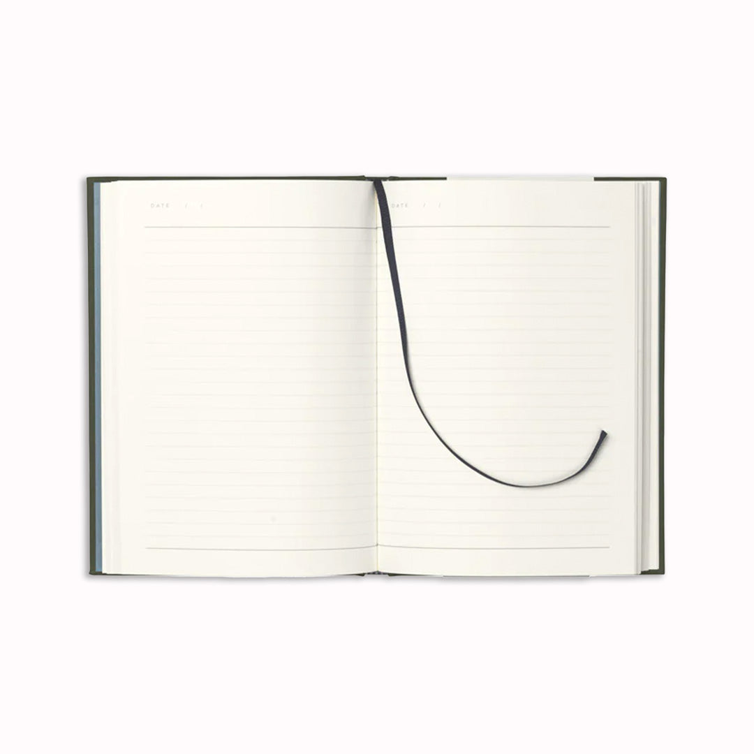 Inside spread of lined pages of Notem Even Notebook with ribbon marker, A stylish and functional notebook that helps you organize your thoughts and ideas.
