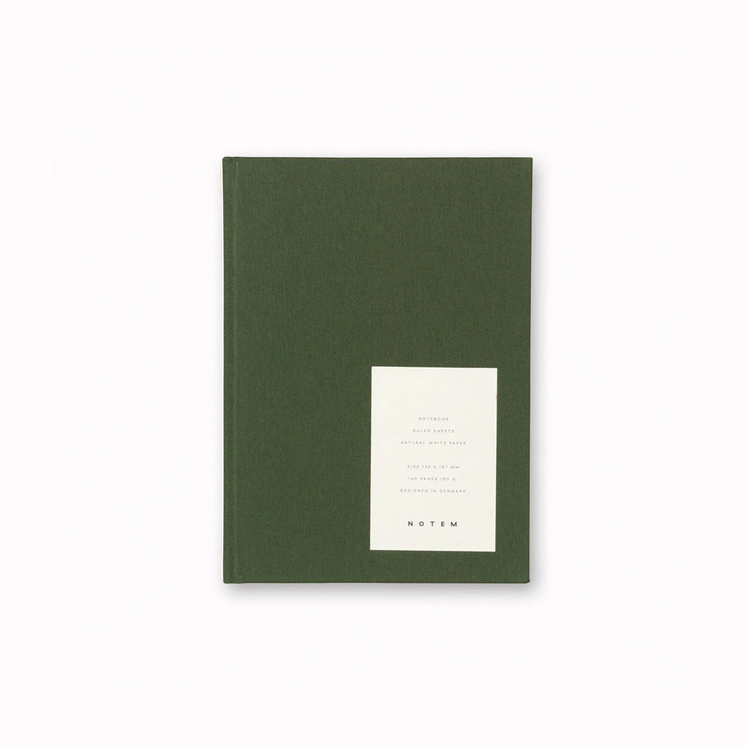 Notem Even Notebook, This A6 Forest Green notebook has 160 pages of high-quality uncoated lined paper, with an Ribbon Marker.