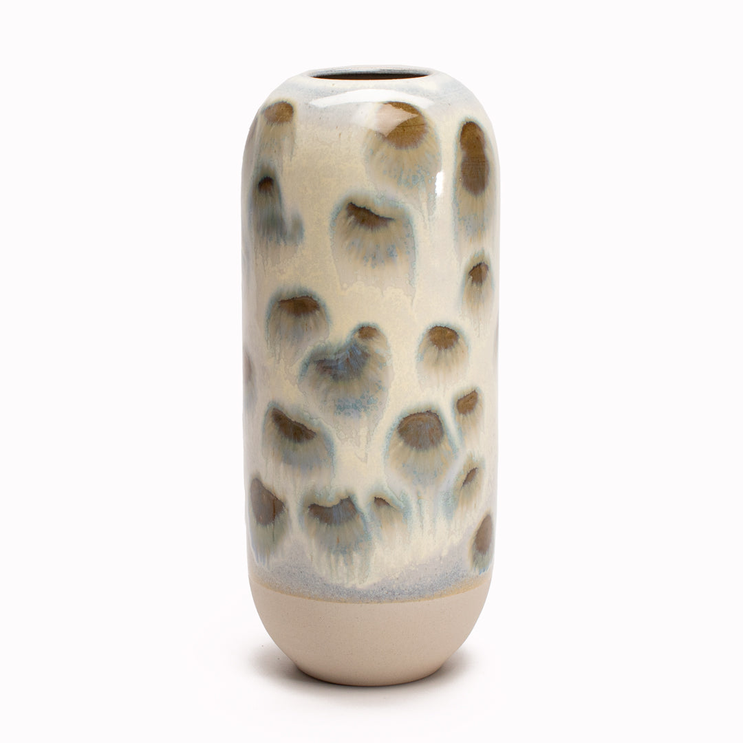 Fairy Dust is a spotty copper green and brown&nbsp;Yuki Ceramic Vase <span data-mce-fragment="1">that is drip glazed and hand-thrown in watertight stoneware.</span>