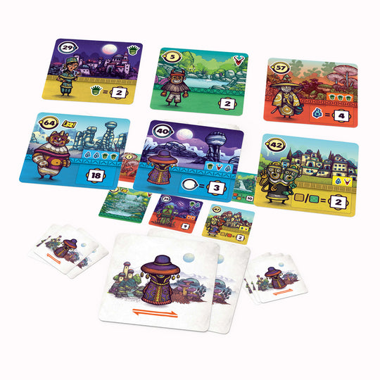 Faraway Card Game  | Welcome to Alula, a mysterious continent with ever-changing geography, shaped after the rhythm of the seasons. Beyond the Sea of Mists lies the mysterious continent of Alula. Roam across the land in search of its secrets, meet its inhabitants and list its wonders in order to gain more fame than your opponents.