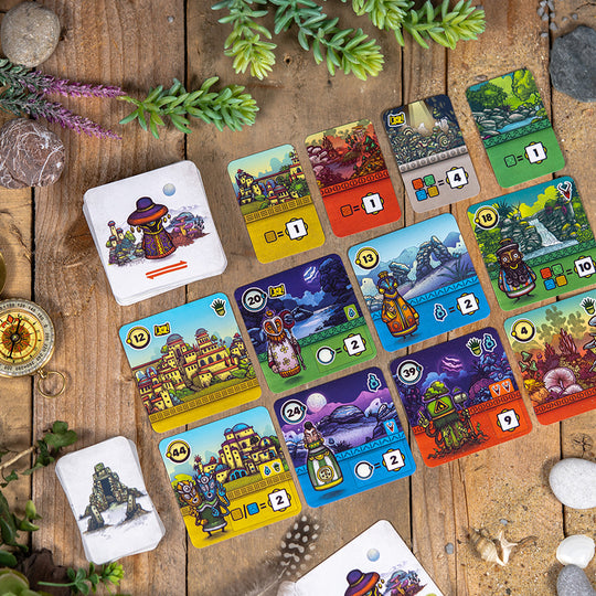 Faraway Card Game  | Welcome to Alula, a mysterious continent with ever-changing geography, shaped after the rhythm of the seasons. Beyond the Sea of Mists lies the mysterious continent of Alula. Roam across the land in search of its secrets, meet its inhabitants and list its wonders in order to gain more fame than your opponents.