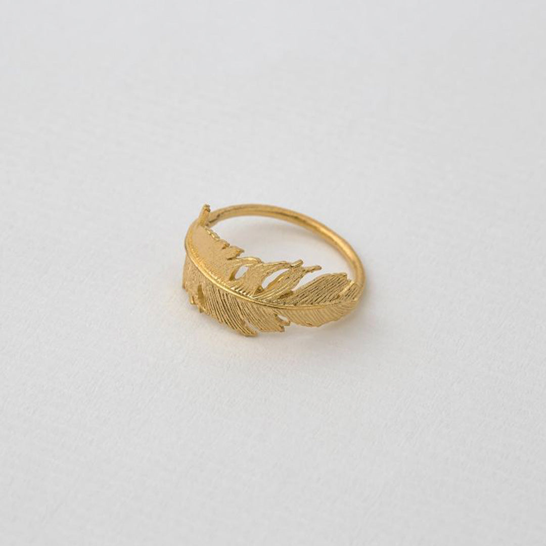 Alex Monroe Wrapped Feather Ring 22ct Gold Plate Various